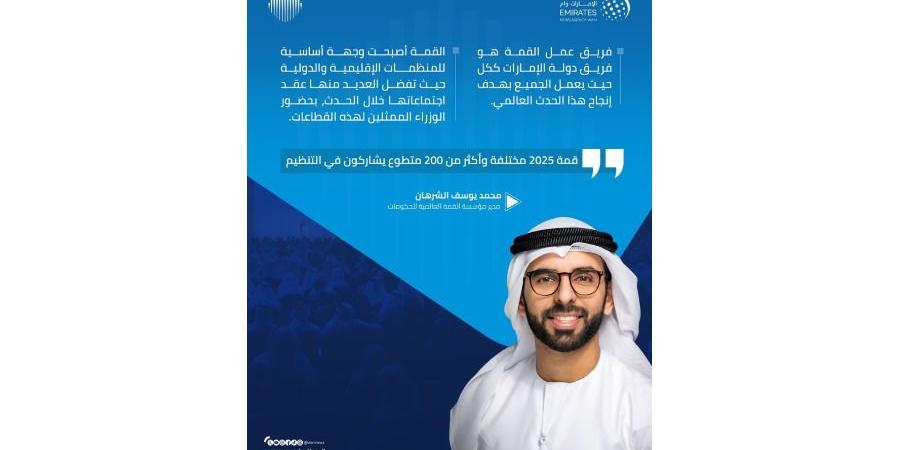 محمد الشرهان: 200 متطوع يشاركون بتنظيم القمة العالمية للحكومات 2025 - الهلال الإخباري